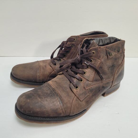 Bullboxer Brosus Mens Ankle Boots Brown Leather Lace-Up Cap Toe Distressed Sz 10 - Picture 6 of 13
